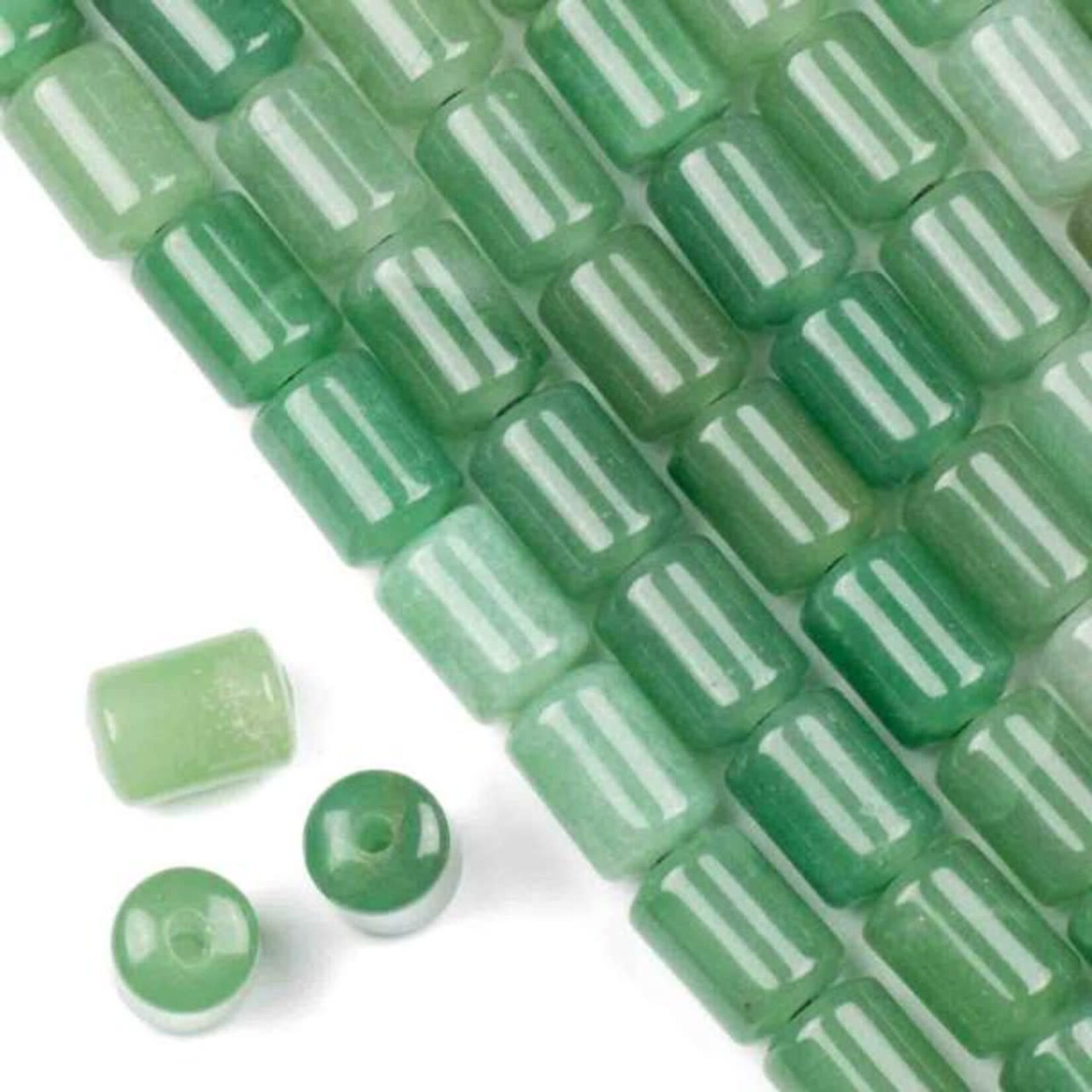 Green Aventurine 10x14mm Barrel Large Hole Bead Strand