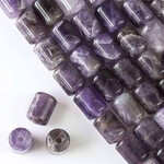 Amethyst 10x14mm Barrel Large Hole Bead Strand