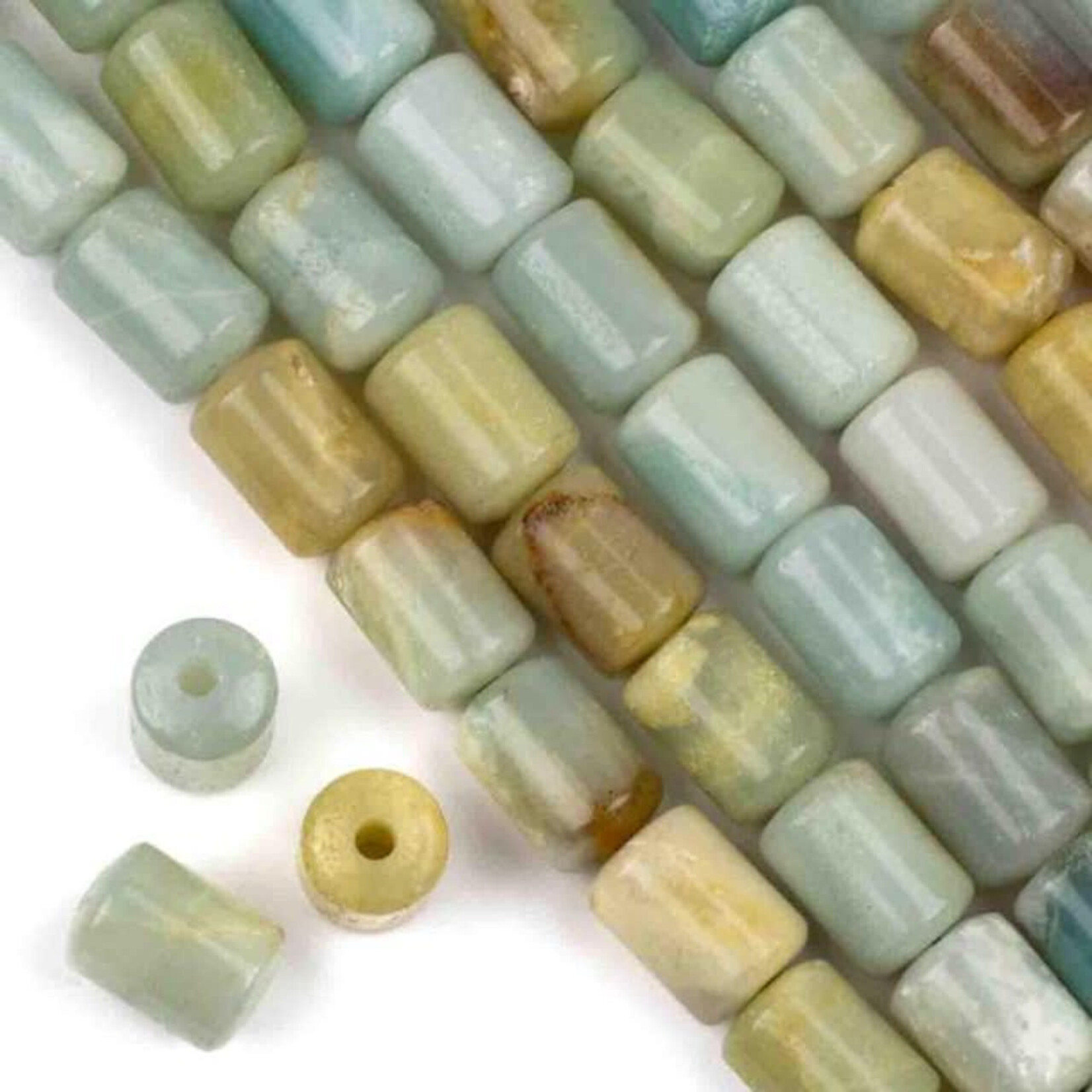 Amazonite 10x14mm Barrel Large Hole Bead Strand