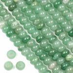 Green Aventurine  6x10mm Smooth Rondelle Large Hole Bead Strand