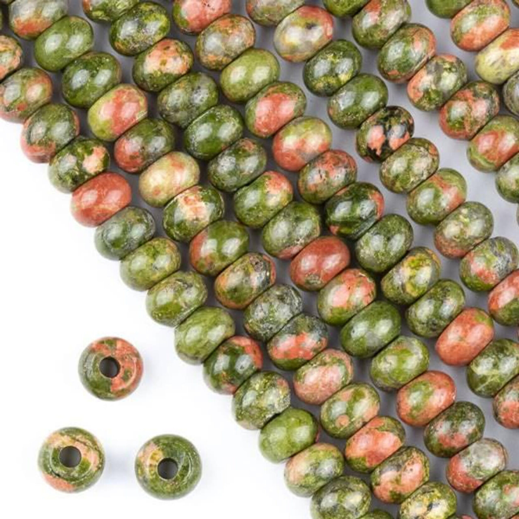 Unikite  6x8mm Smooth Rondelle Large Hole Bead Strand