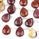 Mookaite Faceted 12x15mm Top Drilled Flat Teardrop Bead