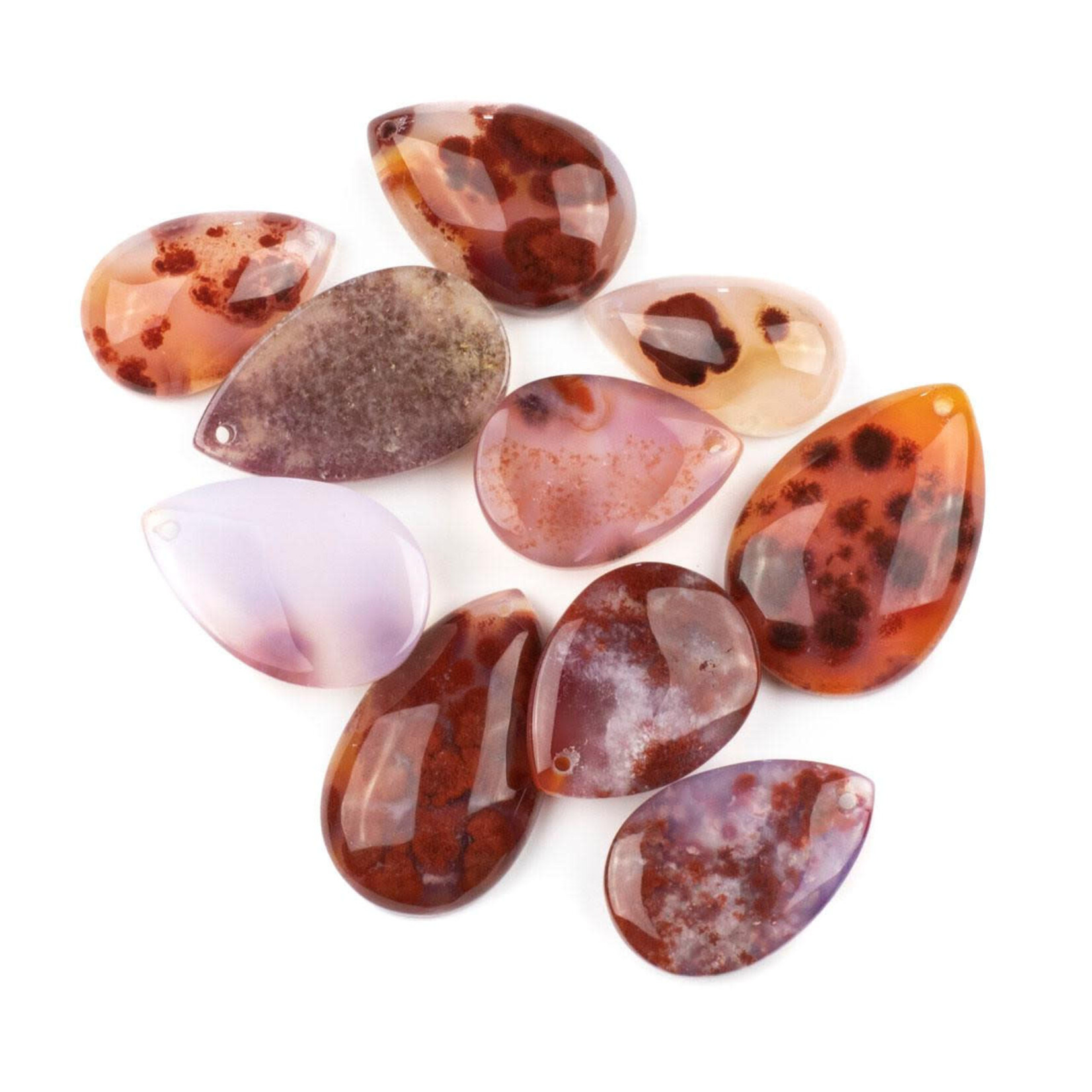 Red Agate 15x25 - 25x20mm Top Front Drilled Flat Back Teardrop Pendant