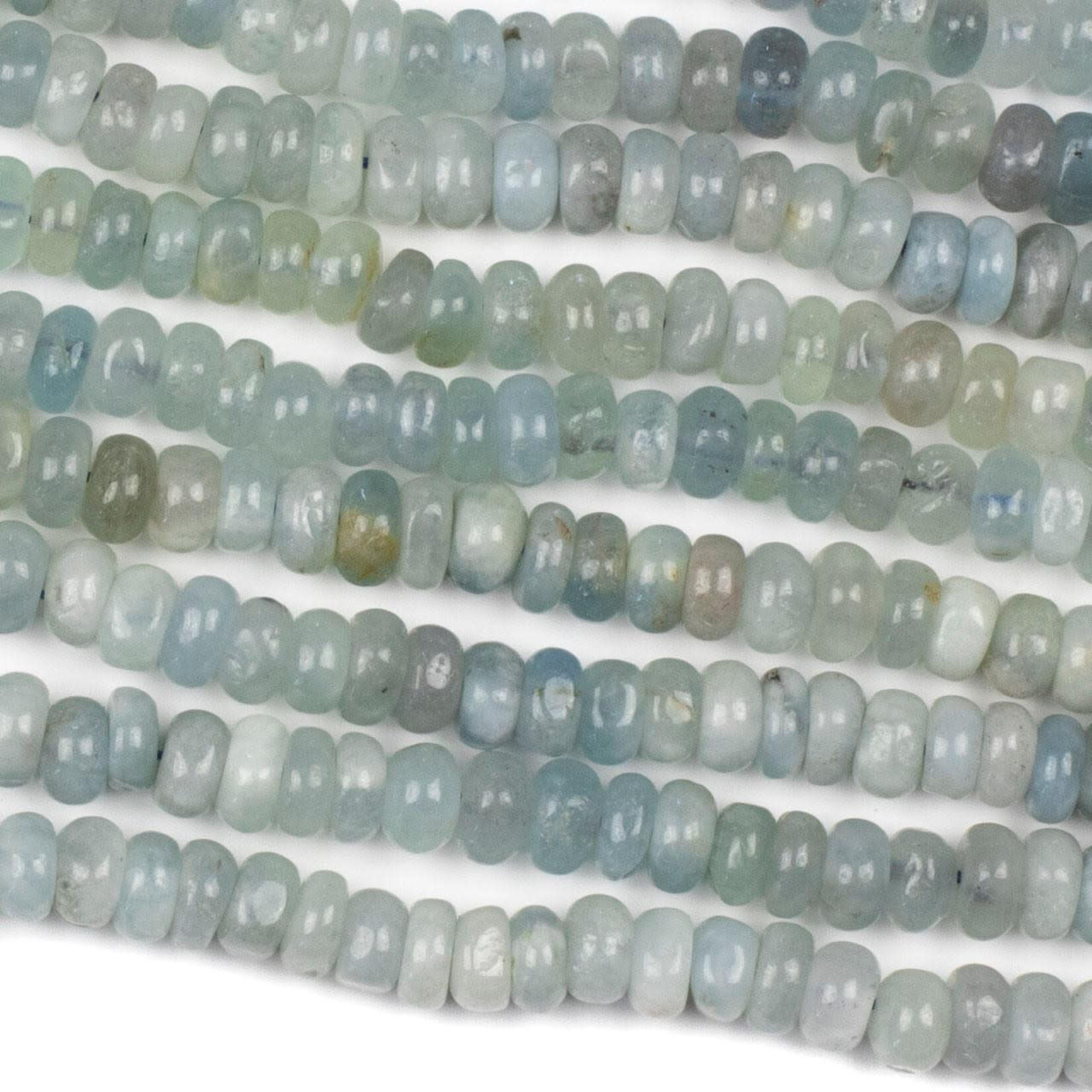 Aquamarine  3-6x10mm Irregular Rondelle Bead Strand