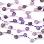 Amethyst  6mm Top Drilled Faceted Rounded Teardrop/Briolette Bead