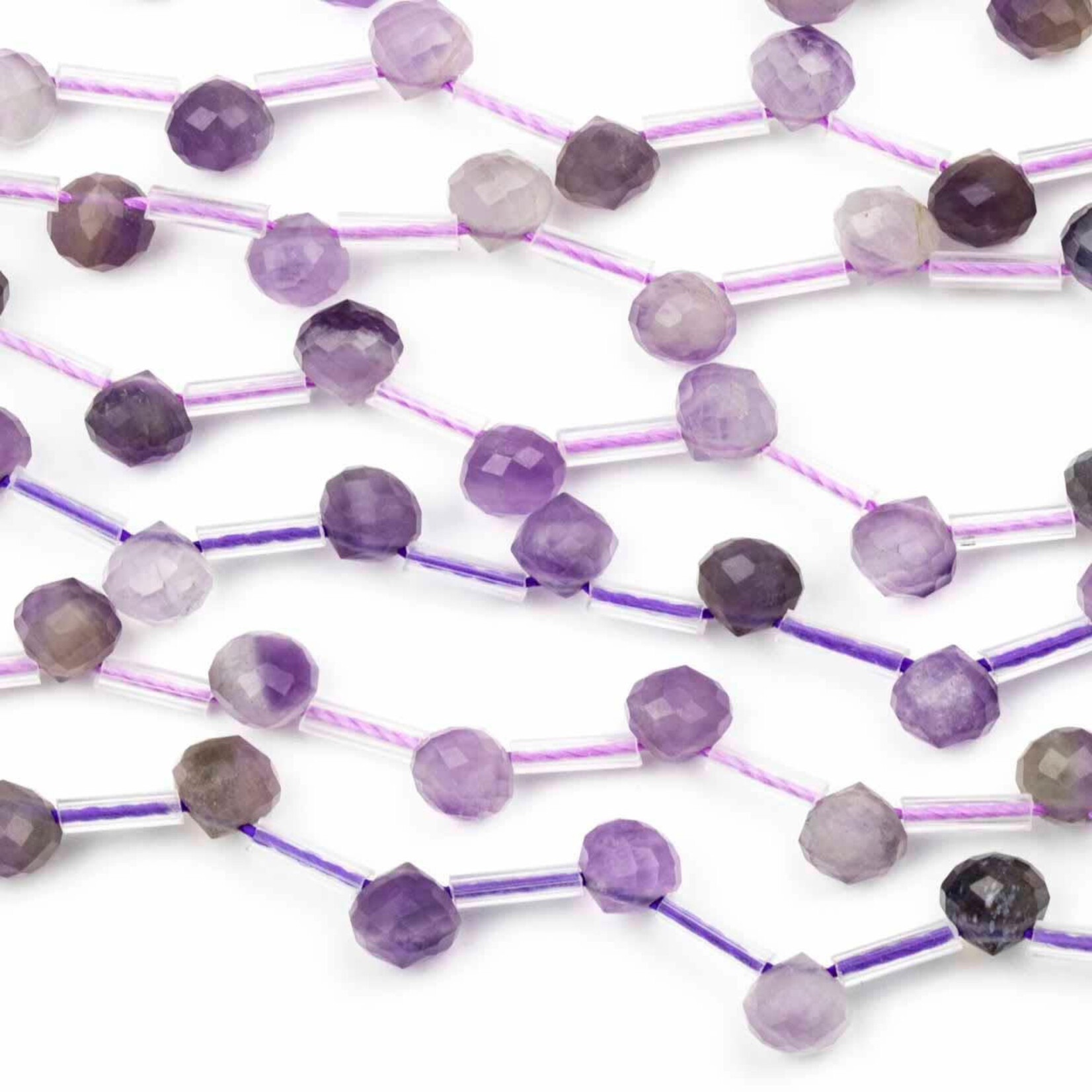 Amethyst  6mm Top Drilled Faceted Rounded Teardrop/Briolette Bead