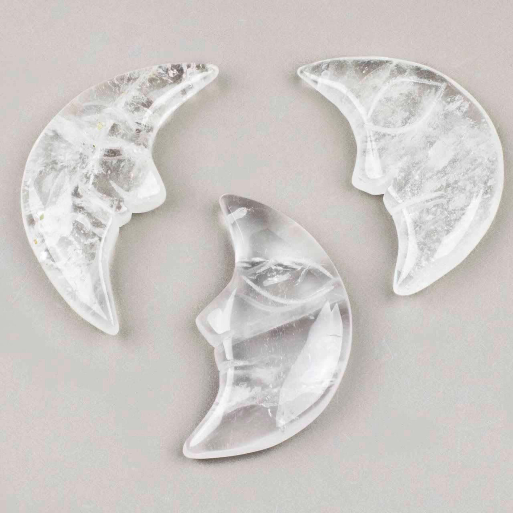 Clear Quartz 23-27x47-55mm Top Drilled Crescent Moon Face Pendant