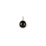 Onyx  7x10mm Sterling Silver Bezel Faceted Coin Drop