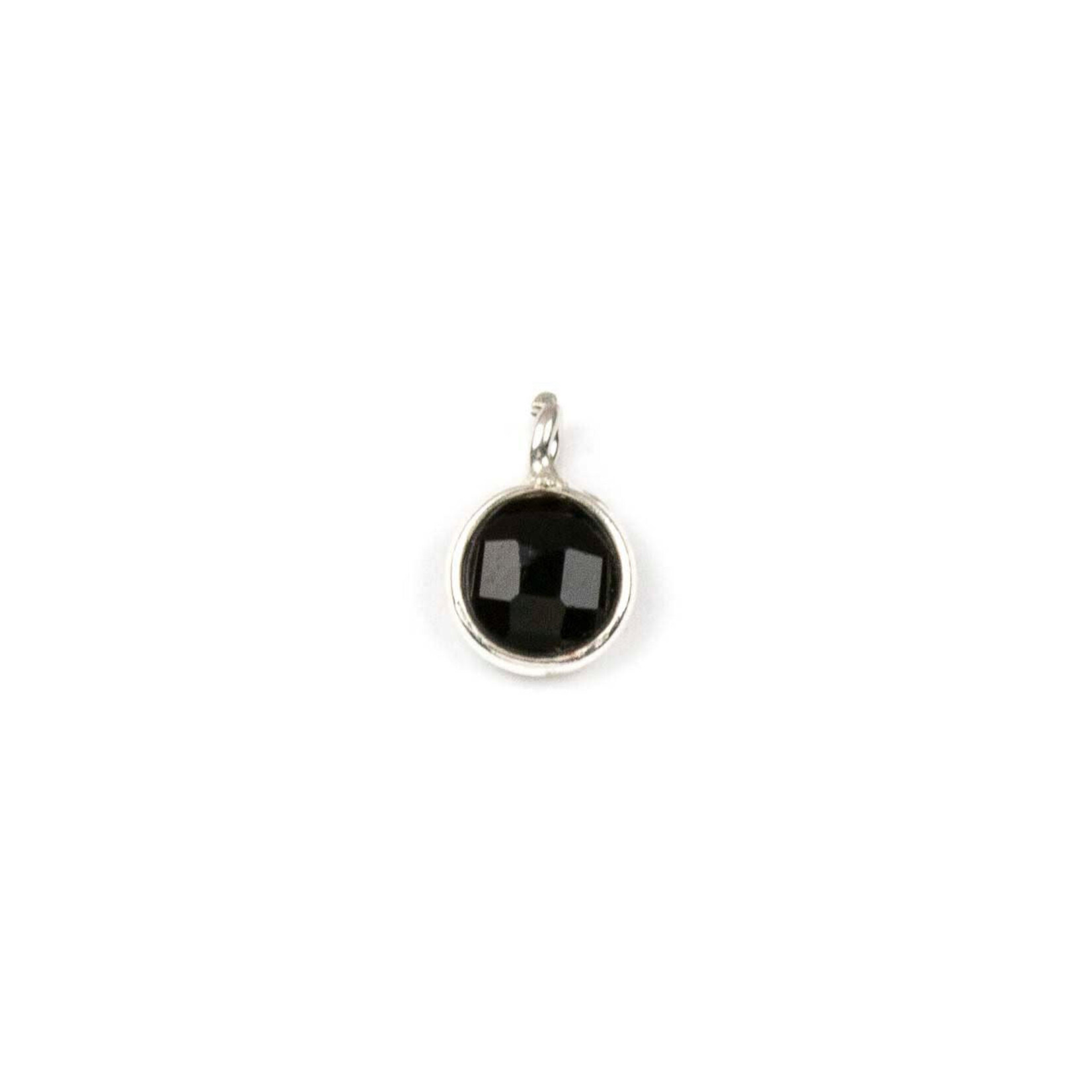 Onyx  7x10mm Sterling Silver Bezel Faceted Coin Drop