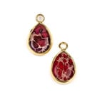 Fuchsia Impression Jasper 12x19.5mm Gold Plated Bezel Teardrop Drop