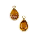 Yellow Impression Jasper 12x19.5mm Gold Plated Bezel Teardrop Drop