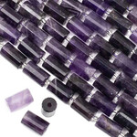 Amethyst 10x16mm 2.5mm Hole Faceted Tube Bead Strand