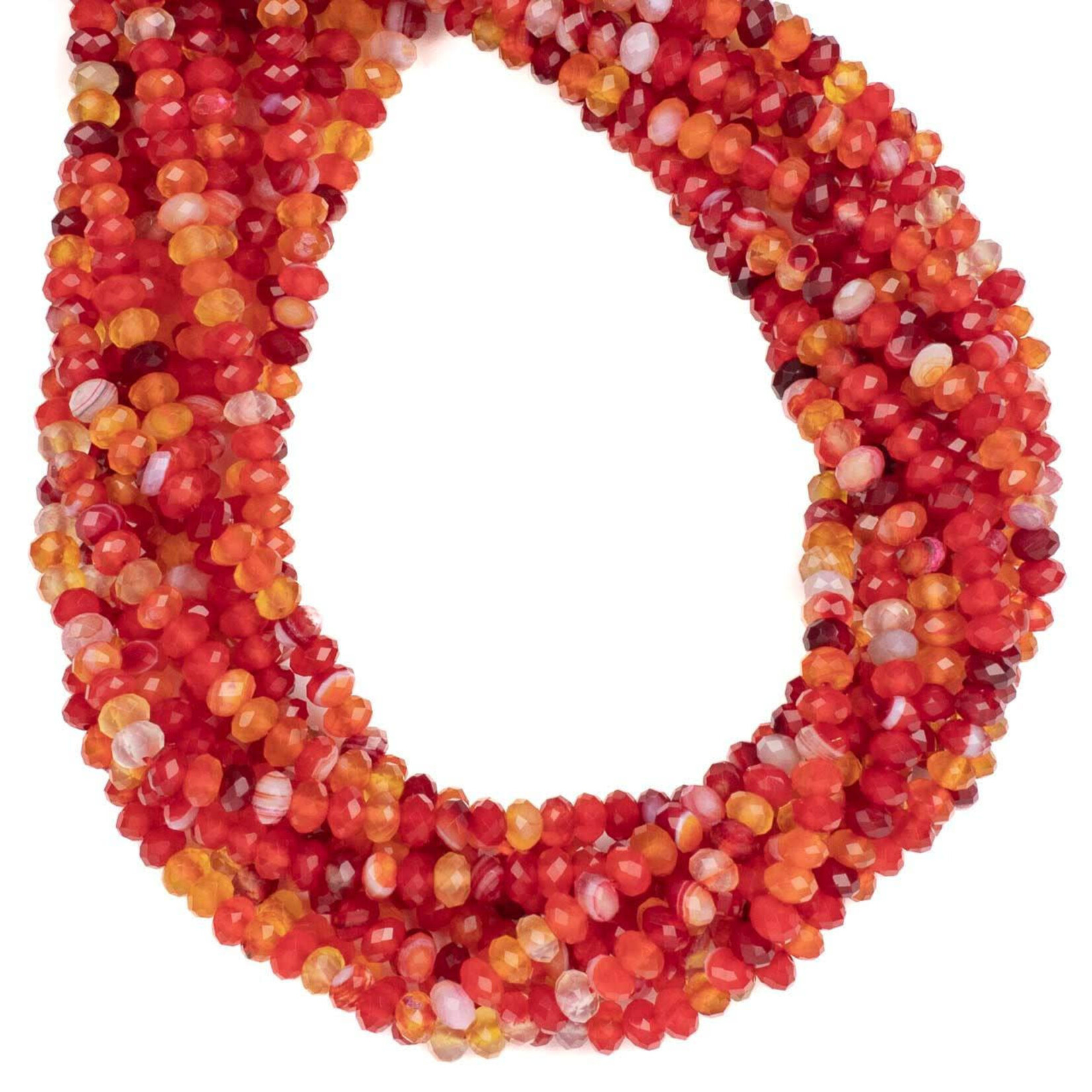 Dyed Red Lace Agate  4x6mm Faceted Rondelle Bead Strand