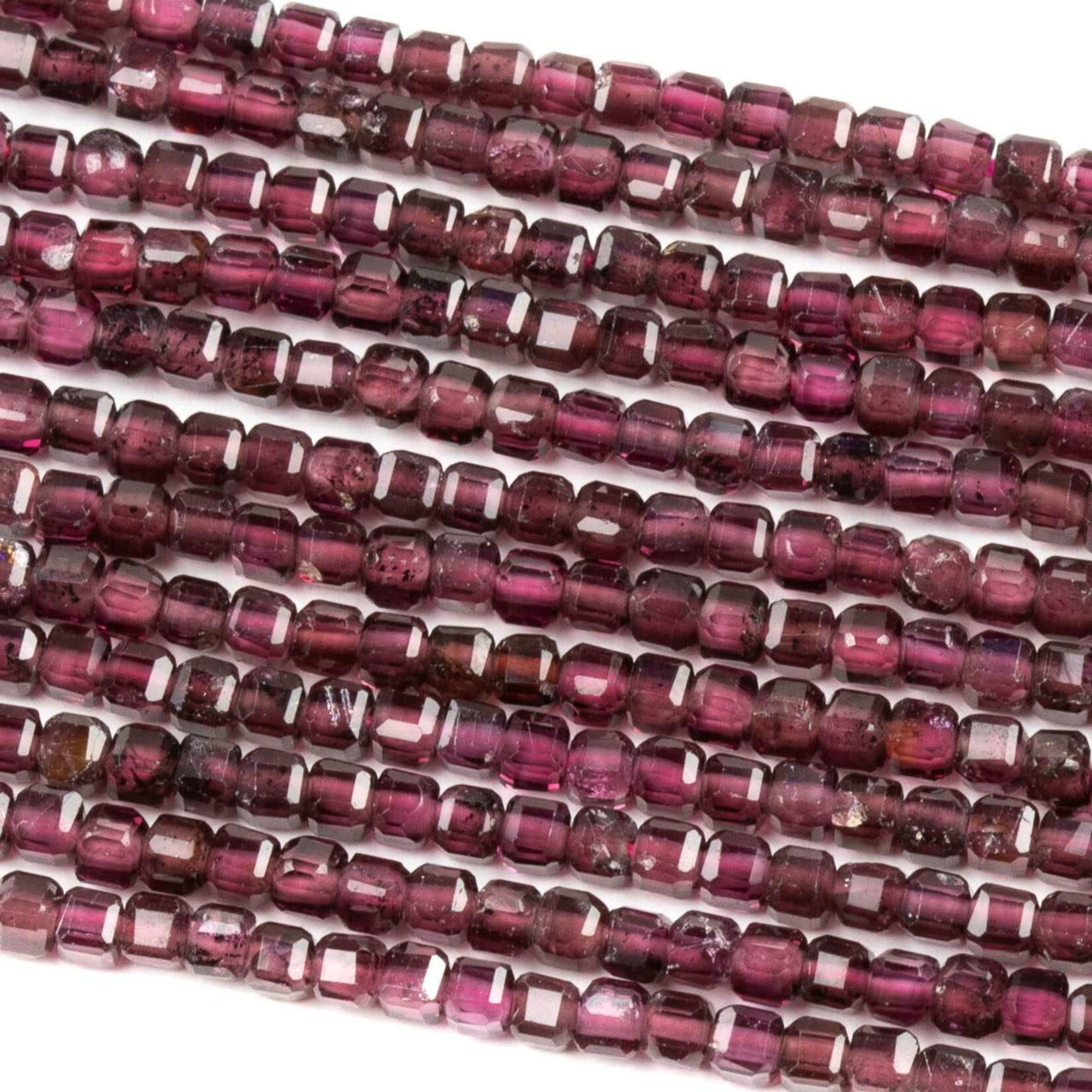 Red Garnet  2mm Faceted Cube Bead Strand