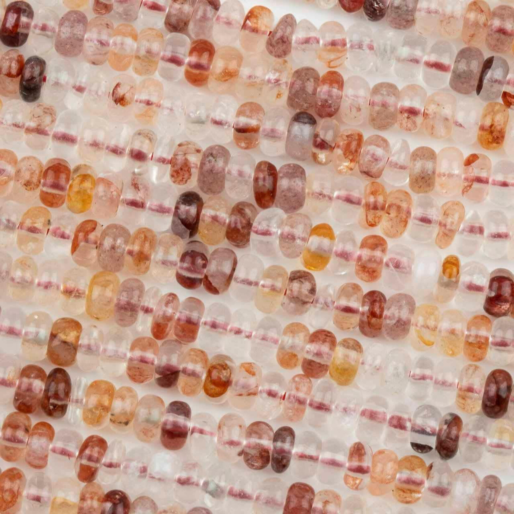 Red Inclusion Quartz  2x4mm Irregular Rondelle Bead Strand