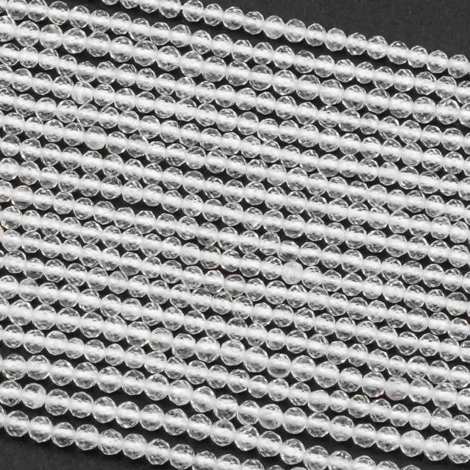 Clear Quartz  2mm Faceted Round Bead Strand