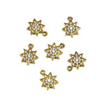 Clear Cubic Zirconia  9x11.5mm Raw Brass Star Charm