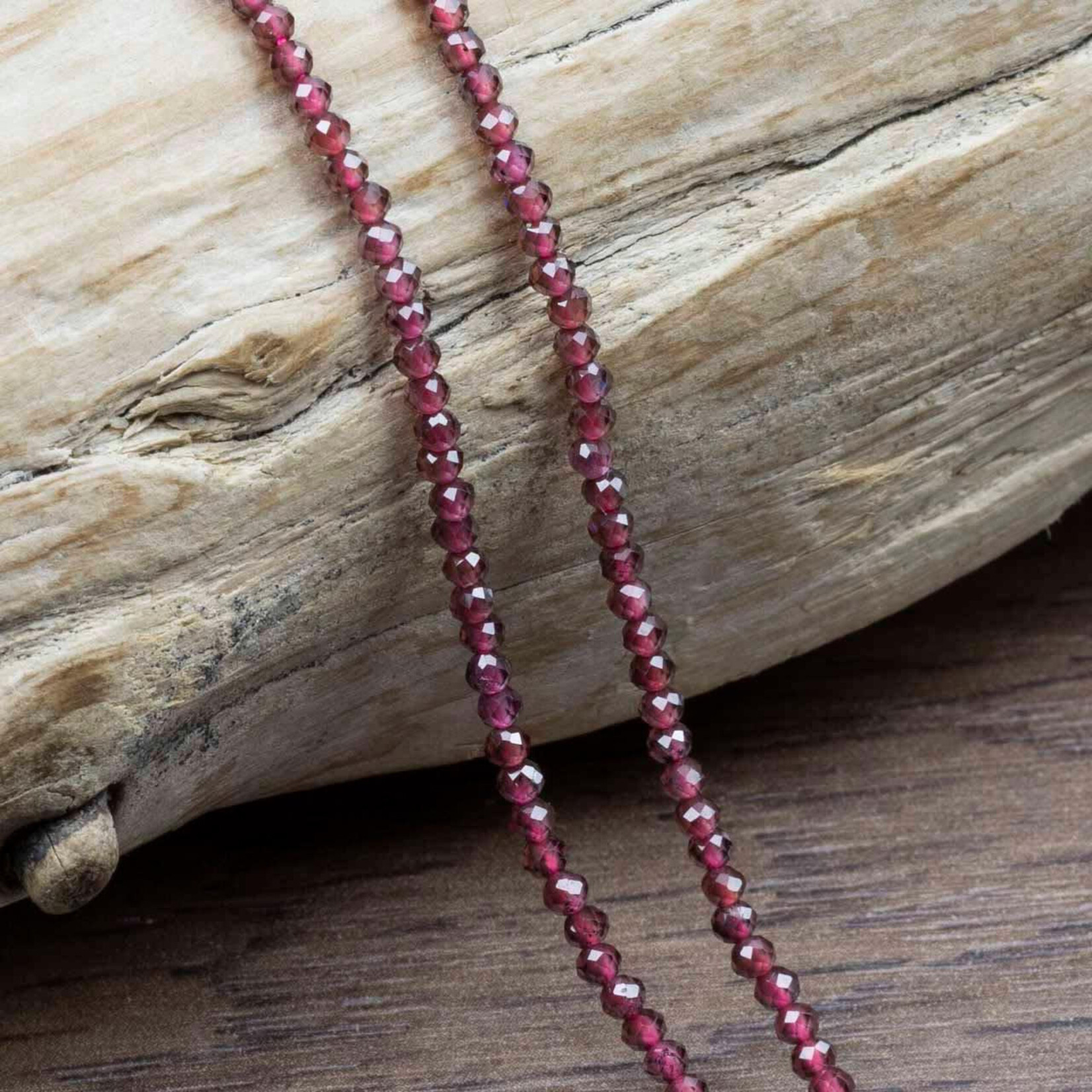 Garnet  2mm Faceted Round Bead Strand