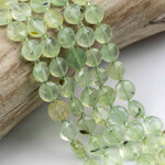 Prehnite  8mm Faceted Hexagonal Coin Bead Strand