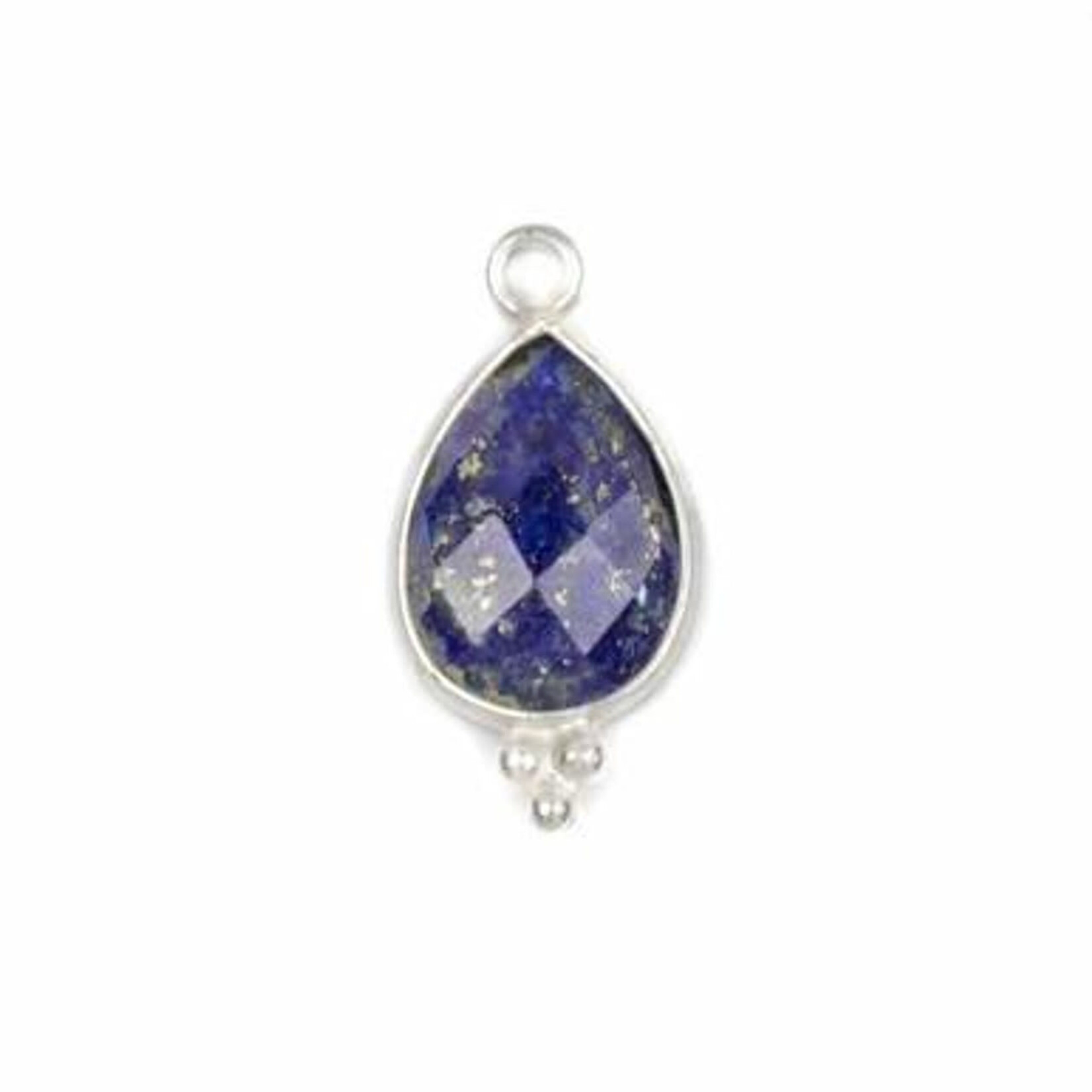 Lapis 10x21mm Faceted Sterling Silver Bezel Teardrop Drop