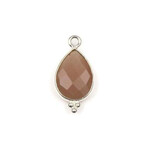 Peach Moonstone 10x21mm Faceted Sterling Silver Bezel Teardrop Drop