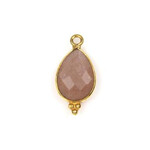 Peach Moonstone 10x21mm Faceted 18k Gold Vermeil Bezel Teardrop Drop
