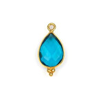 London Blue Quartz 10x21mm Faceted 18k Gold Vermeil Bezel Teardrop Drop