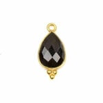 Onyx 10x21mm Faceted 18k Gold Vermeil Bezel Teardrop Drop