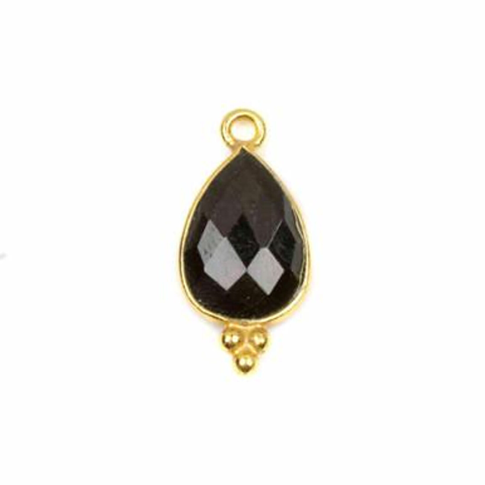 Onyx 10x21mm Faceted 18k Gold Vermeil Bezel Teardrop Drop