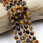 Yellow Tigereye  6mm Faceted Hexagonal Coin Bead Strand