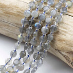 Blue Labradorite  6mm Faceted Hexagonal Coin Bead Strand