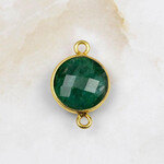 Emerald 13x20mm Gold Vermeil Bezel Faceted Coin Link