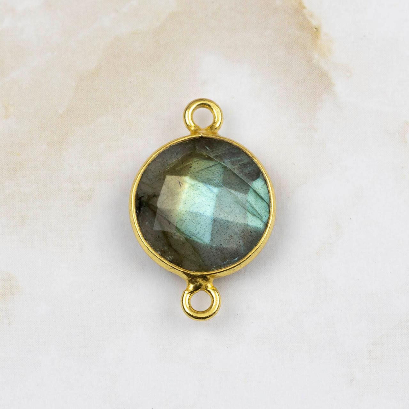 Labradorite 13x20mm Gold Vermeil Bezel Faceted Coin Link