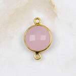 Rose Quartz 13x20mm Gold Vermeil Bezel Faceted Coin Link