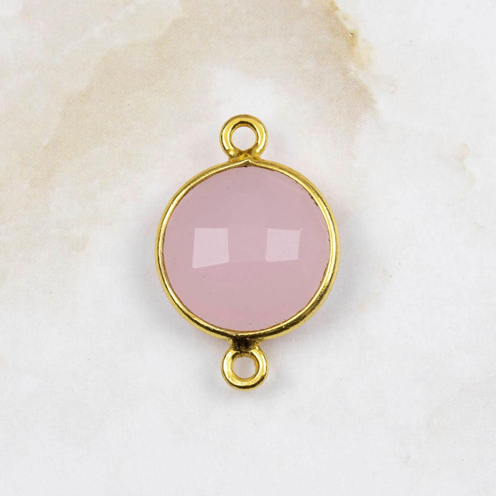 Rose Quartz 13x20mm Gold Vermeil Bezel Faceted Coin Link