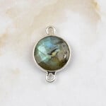 Labradorite 13x20mm Sterling Silver Bezel Faceted Coin Link
