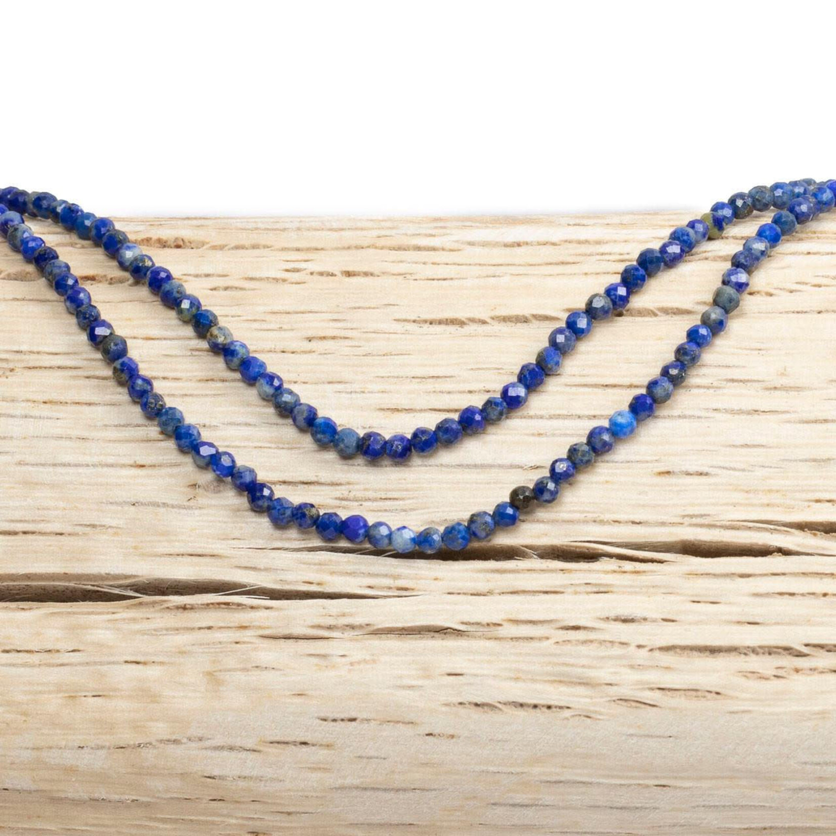 Lapis  2mm Faceted Round Bead Strand
