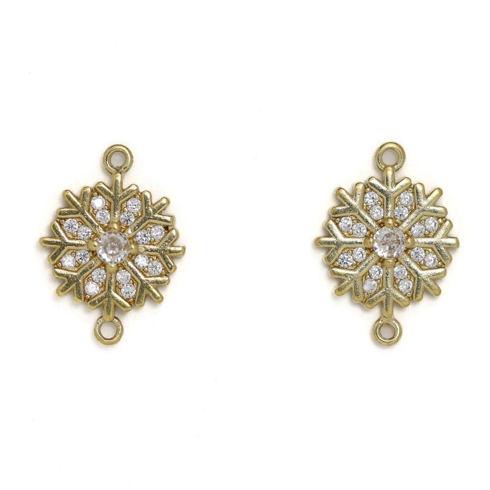 Cubic Zirconia Brass 13x18mm Snowflake Link