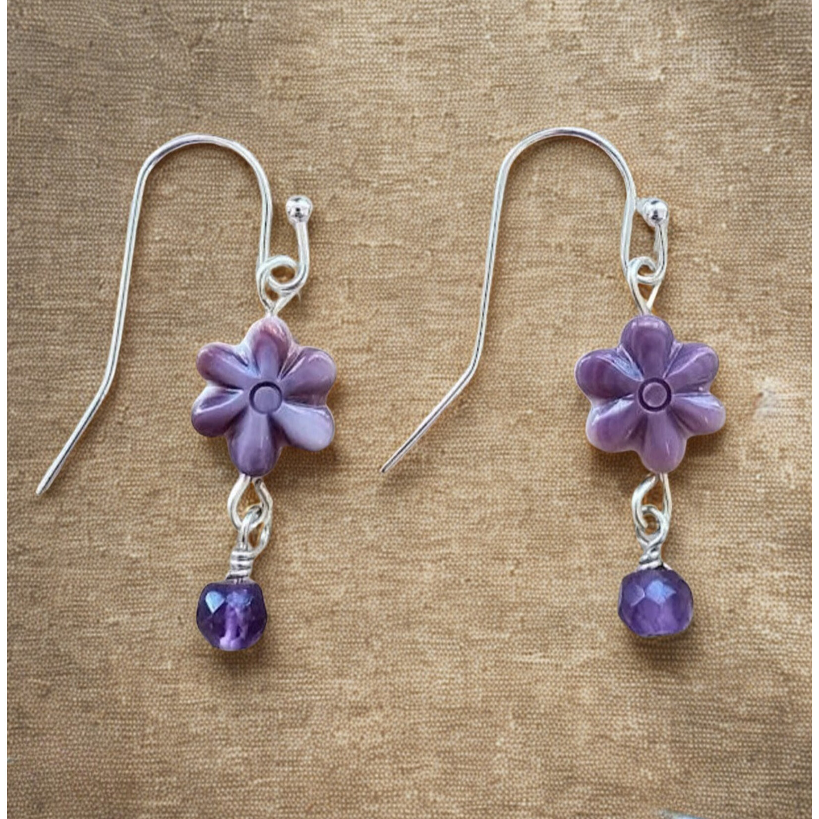Purple Flower Mother of Pearl Earring Kit