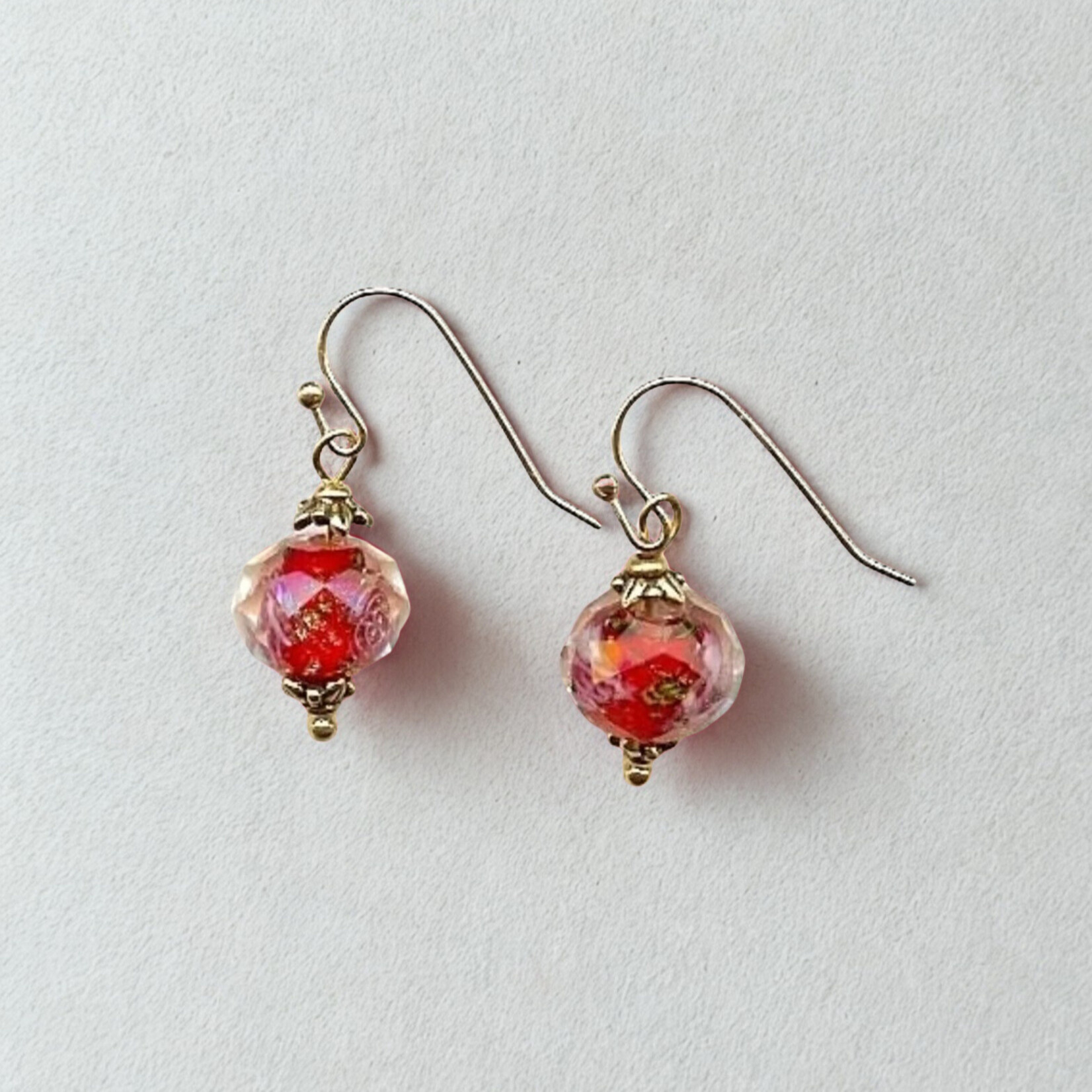 Bead Inspirations Faceted Lampwork Red  Earring Kit