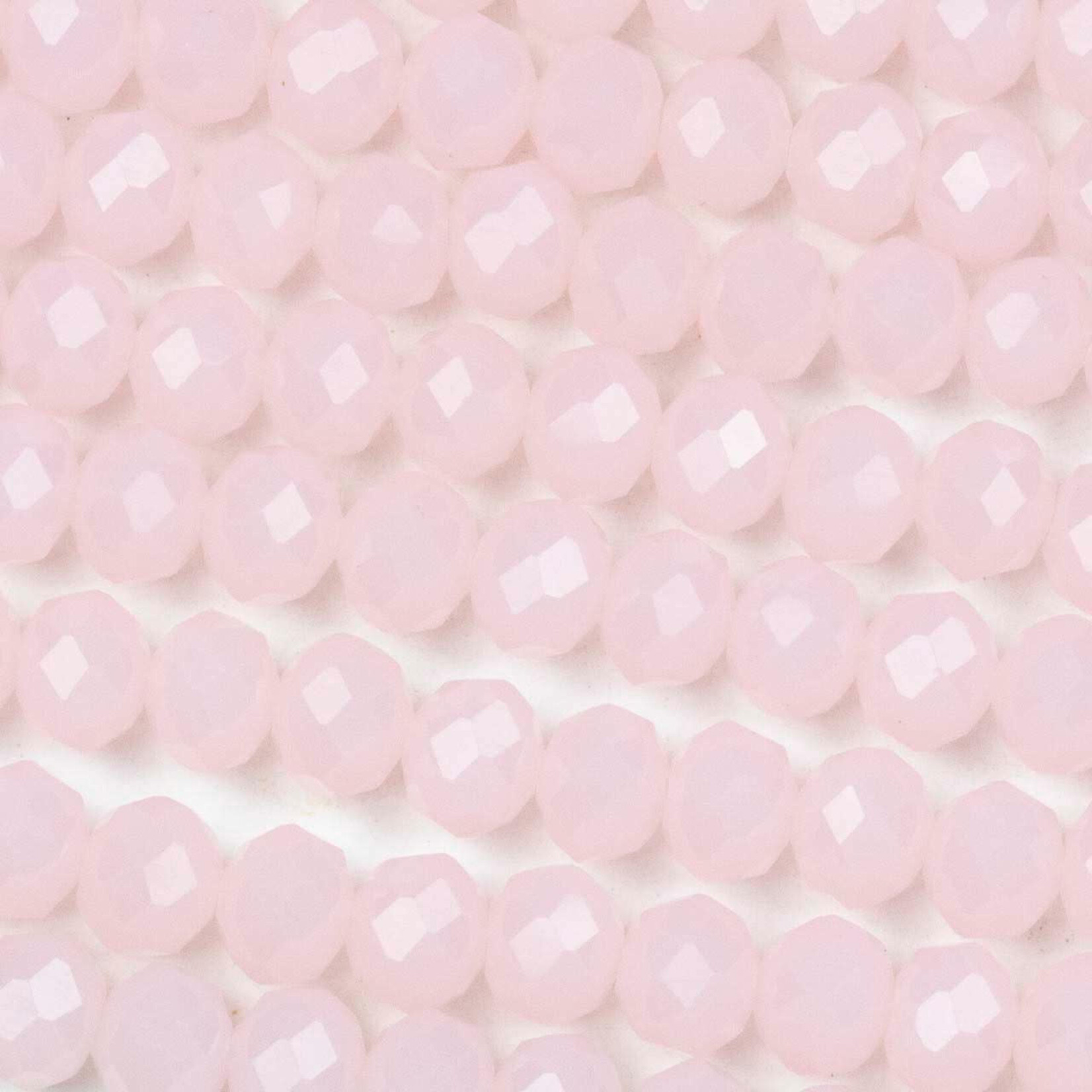 Faceted Glass Rondelle  6x8mm Opaque Primrose Pink Bead Strand