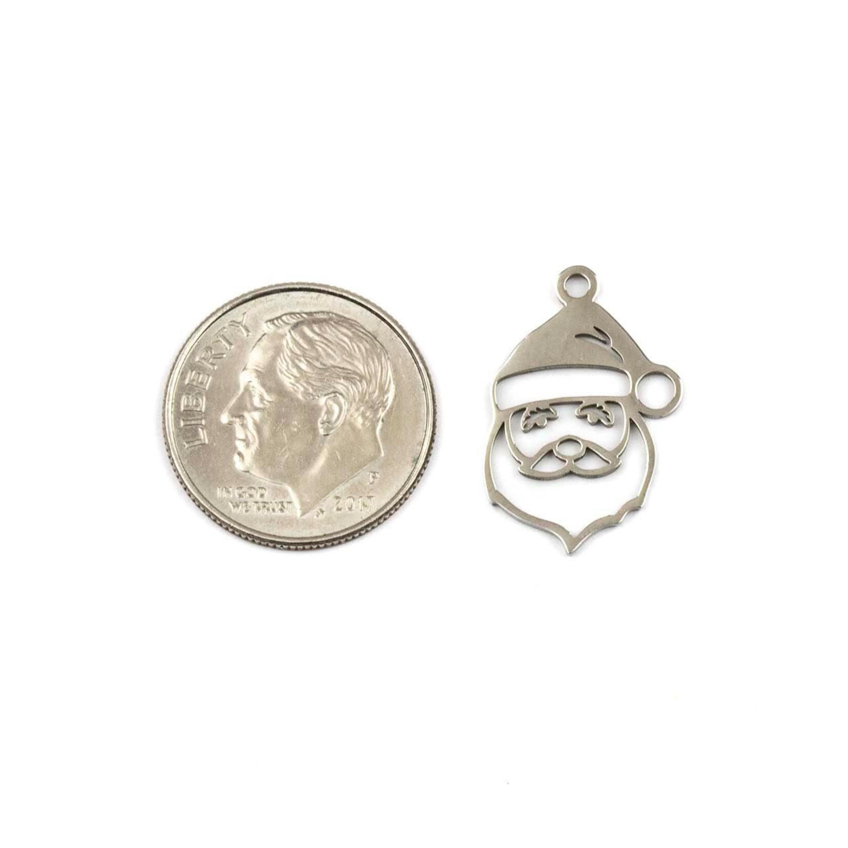 Stainless Steel 13x19mm Santa Claus Charm