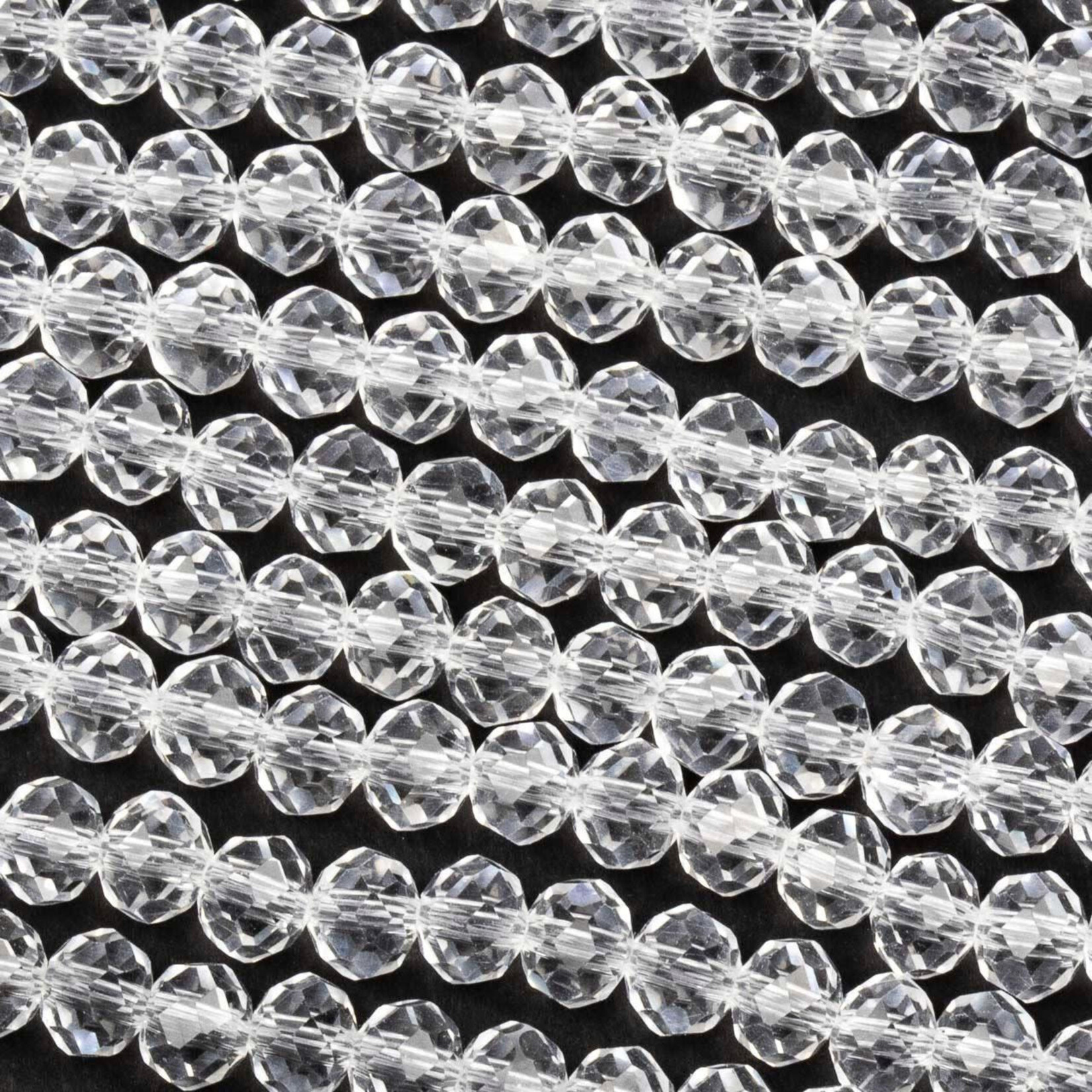 Faceted Glass Rondelle  4x6mm Clear Bead Strand