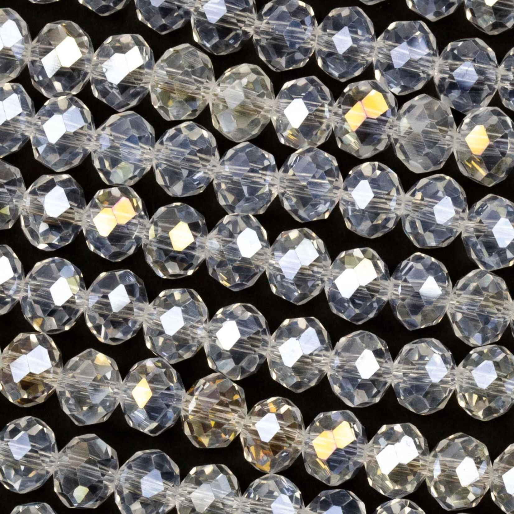 Faceted Glass Rondelle  6x8mm Clear AB Bead Strand