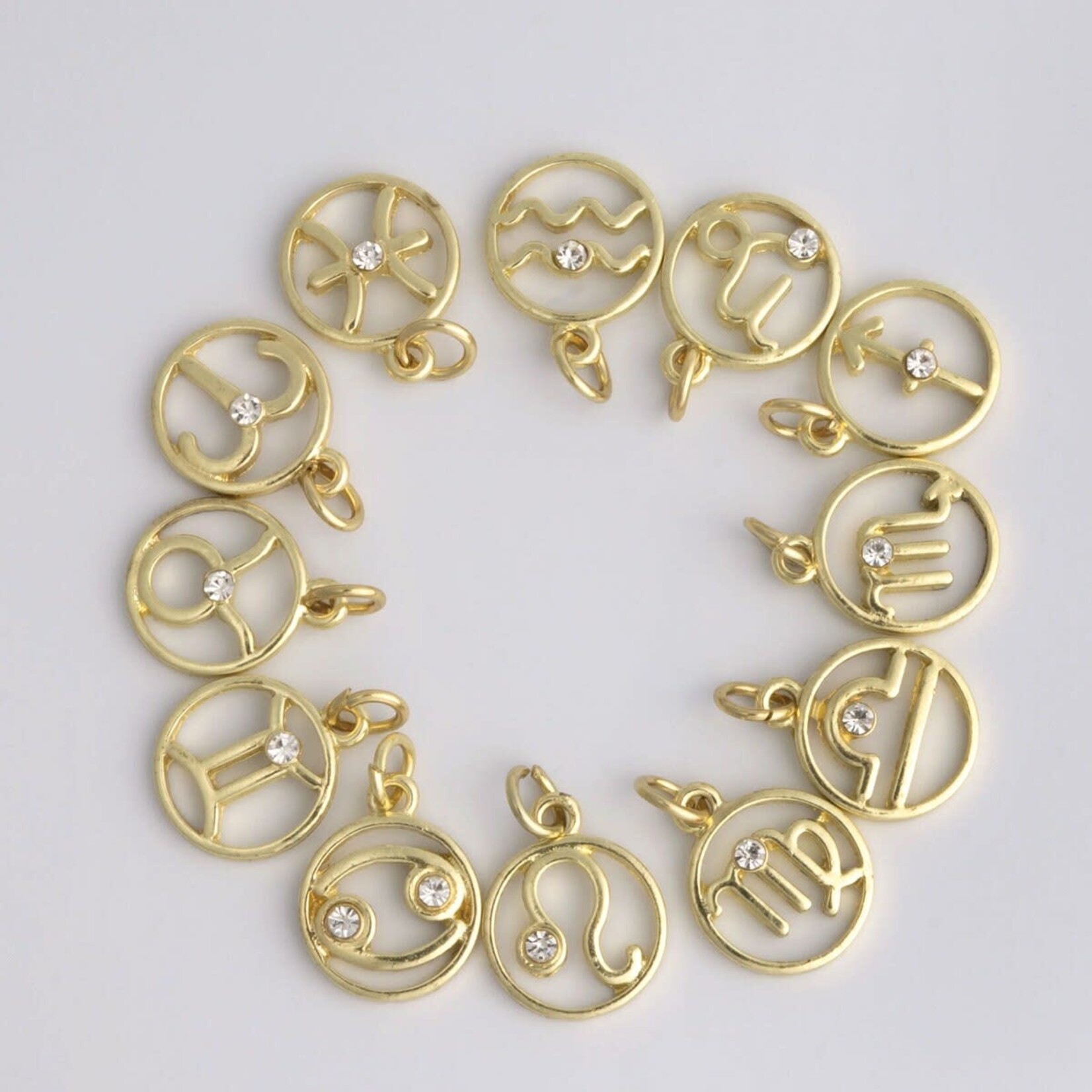 Gold Plated Rhinestone Zodiac Charms