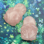 Rose Quartz Carved Frog 24x36mm Focal Pendant