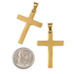Gold Plated Stainless Steel 22x31mm Simple Cross