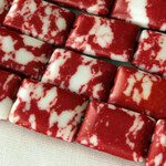 Synthetic Gemstone 10x14mm Red and White Rectangle Bead Strand