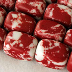 Synthetic Gemstone 10x14mm Red and White Nugget Bead Strand