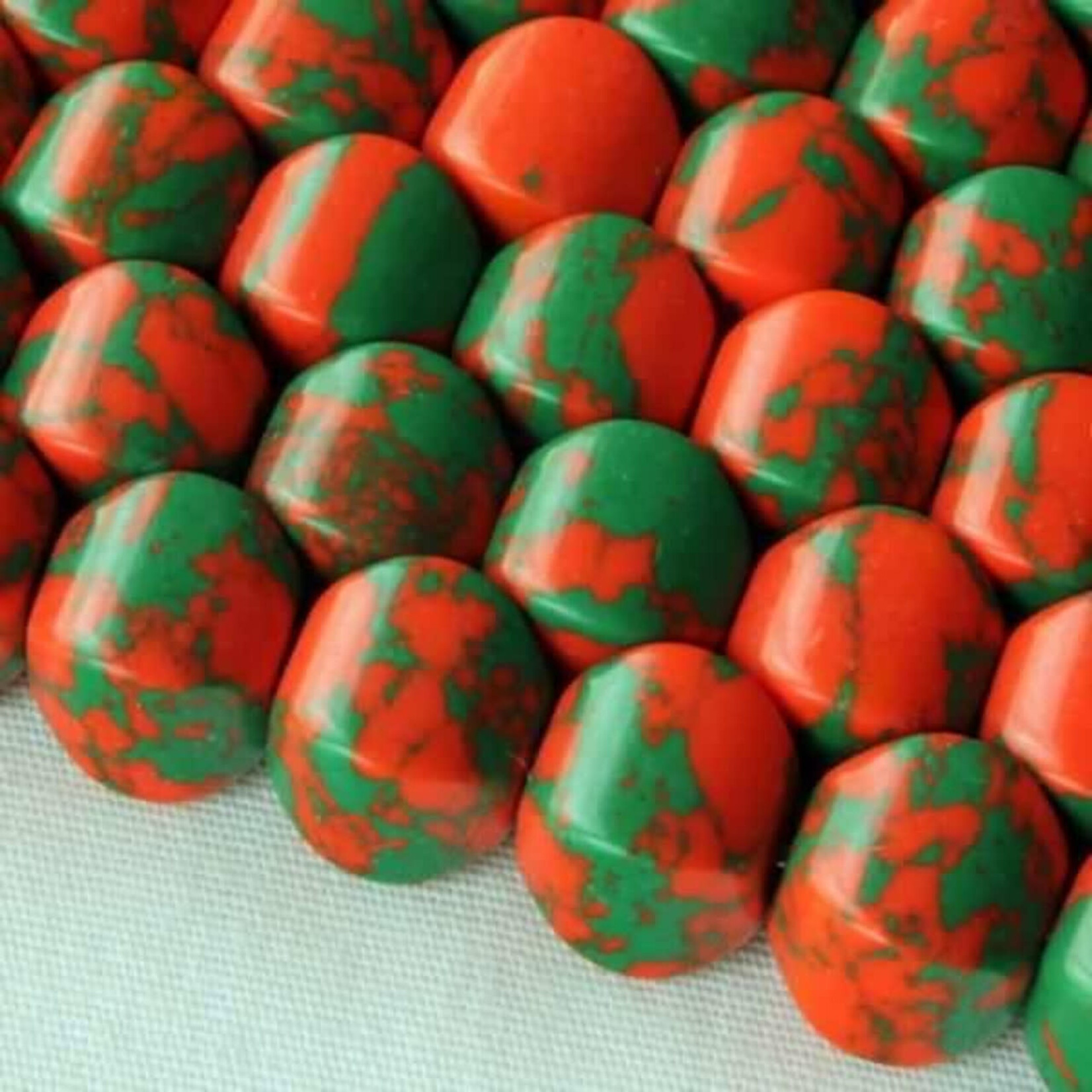 Synthetic Gemstone 10x14mm Green Multi Cushion Bead Strand